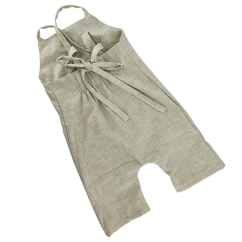 New Born Baby Clothes Linen Long Toddler Boys Pants New Spring  Plain Suspender For Kids