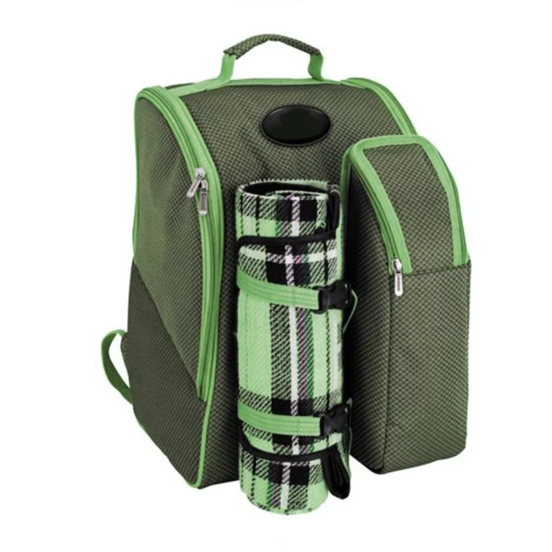 2 Person Picnic Backpack With Insulated Cooler Storage Compartments Accessories And Blanket Included