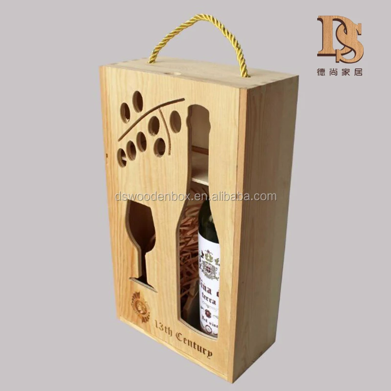 Luxury Blank Wine Glass and Champagne Gift Wine Box With Hollow Lid And Logo