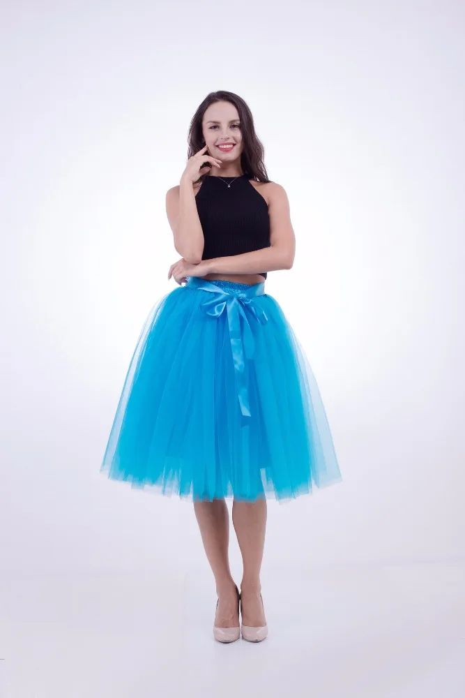 YSMARKET 7Layer Midi Tulle Skirt American Apparel Tutu Skirts Womens Lolita Petticoat Bridesmaids Skirt Jupe Saias faldas EPT-55