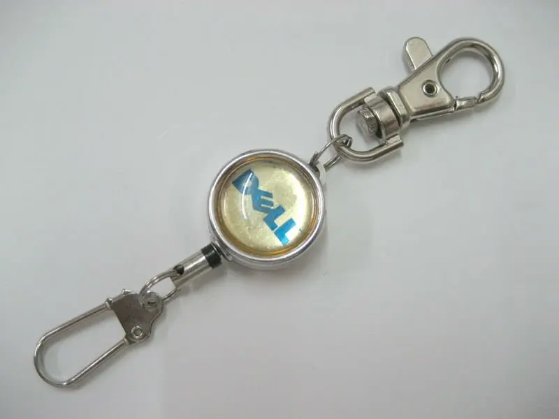 High quality carabiner hook retractable round metal badge reel