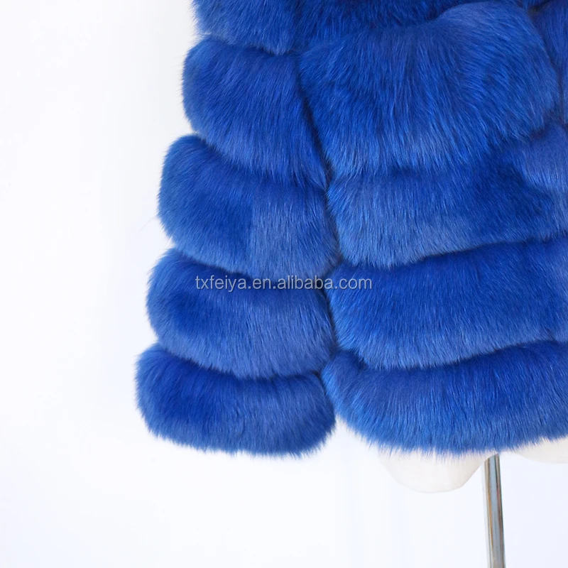 Wholesale women real fox fur coat winter warm blue fur coat fox fur coat for women