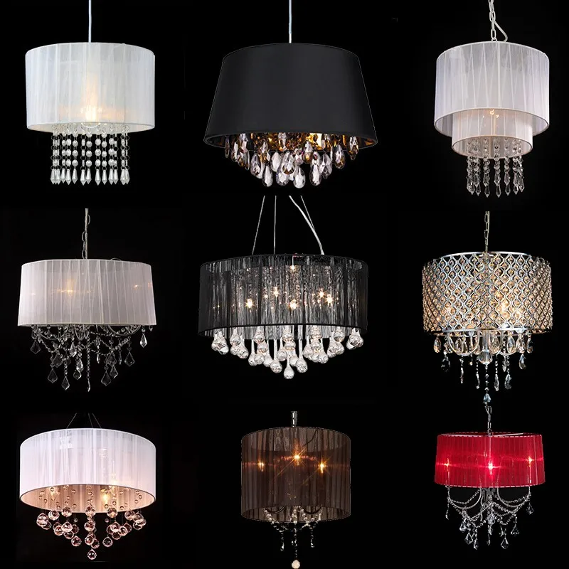 1 Light Easy Fit Crystal Ceiling Chandelier Style Crystal Droplets Pendant Shade