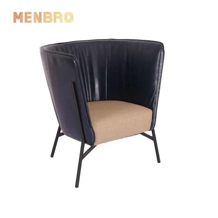 
Mid Century Modern Design Black Leather Relax Lounge Sofa Chairs Home Living Room Furniture High Back Accent Chair 