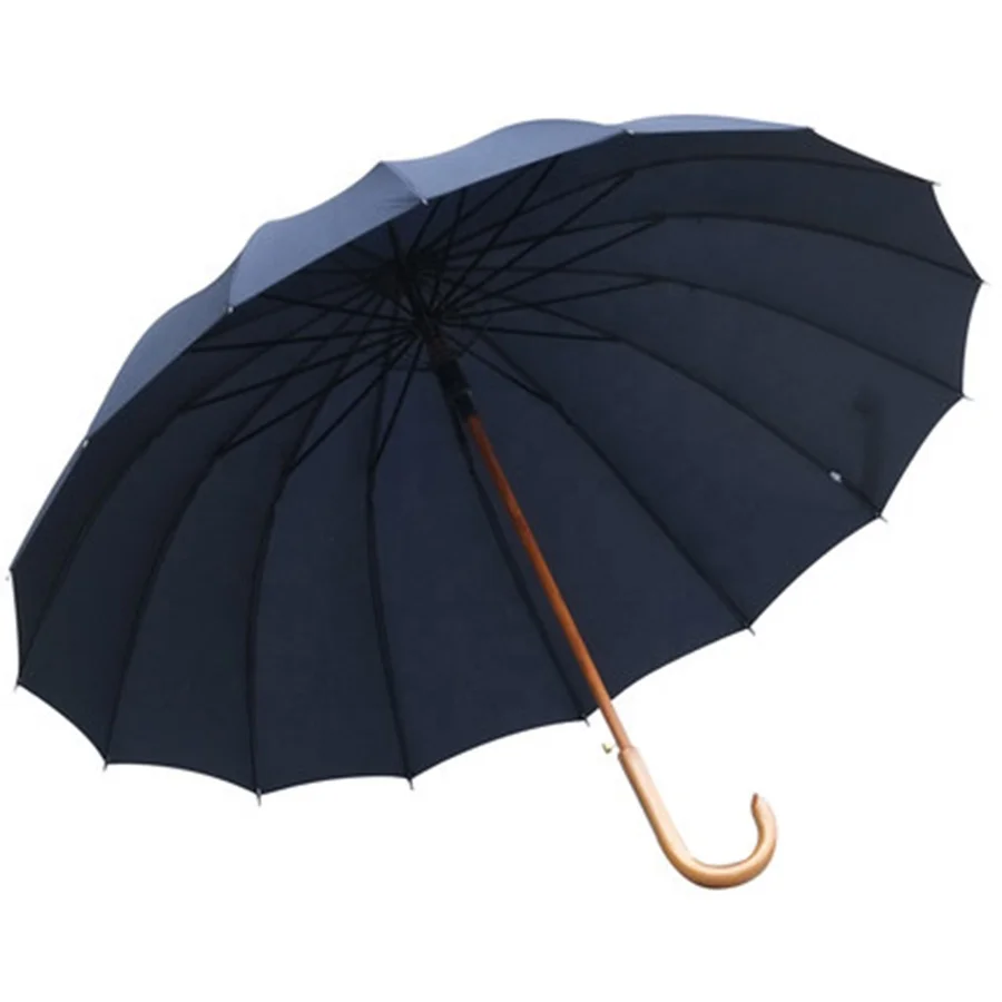 High quality 16K J Hook Wooden Handle Eco Friendly Lady Fashion Umbrella