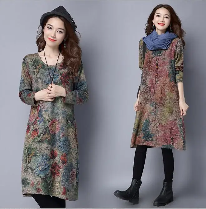 Zm11231a производители одежды Новые поступления платье в национальном стиле большого размера с длинным рукавом для женщин