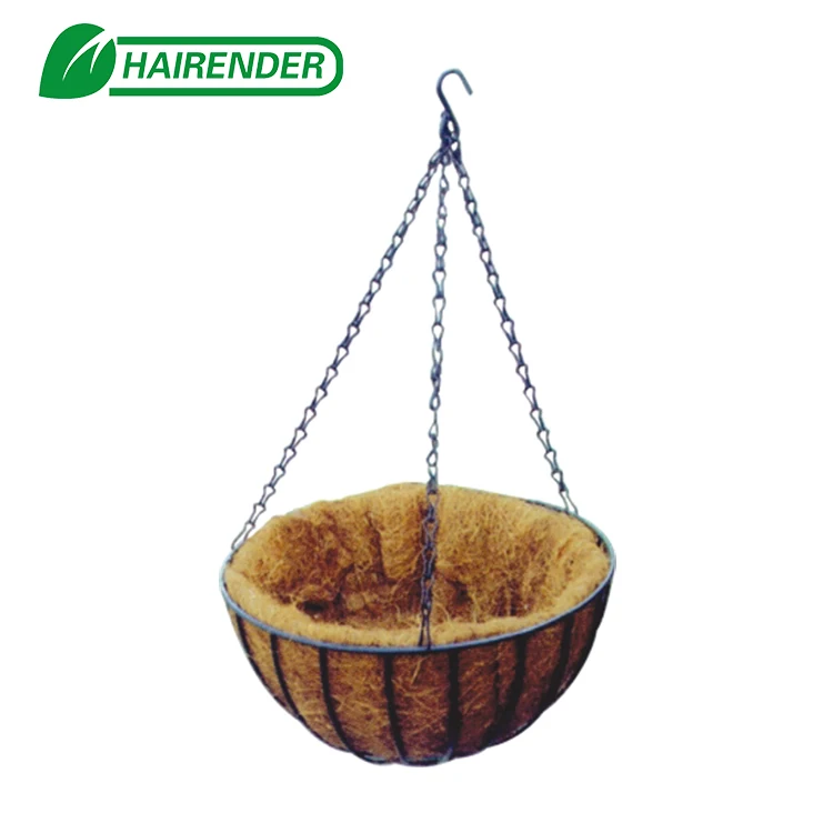 
12/14 inch hot selling hanging basket half round hanging basket flower hanging basket with coco and chain 