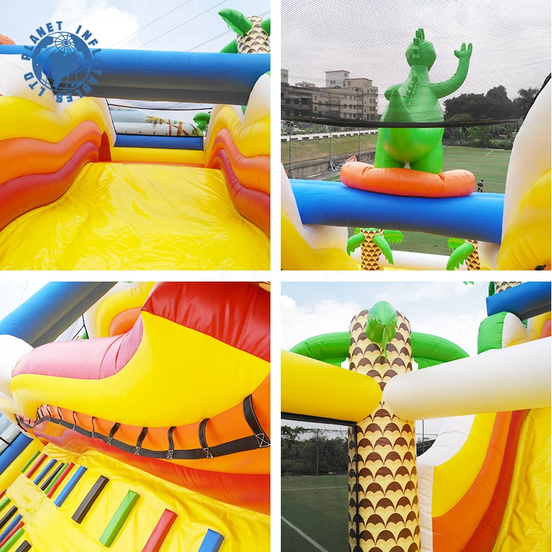 Commercial Grade Giant PVC Dinosaur Inflatable 13M Steps Slide Jumping Slide,Inflatable Bouncer Slide For Adult