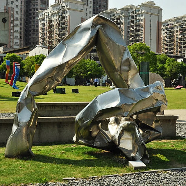 Contemporary abstract metal art craft forged stainless steel sculpture for garden decoration