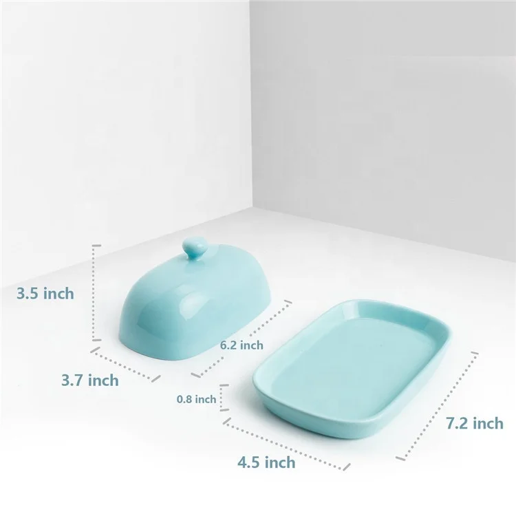 Custom Wholesale Porcelain Kitchenware Rectangle Ceramic Butter Dish Plate Dessert Butter Dish with Lid