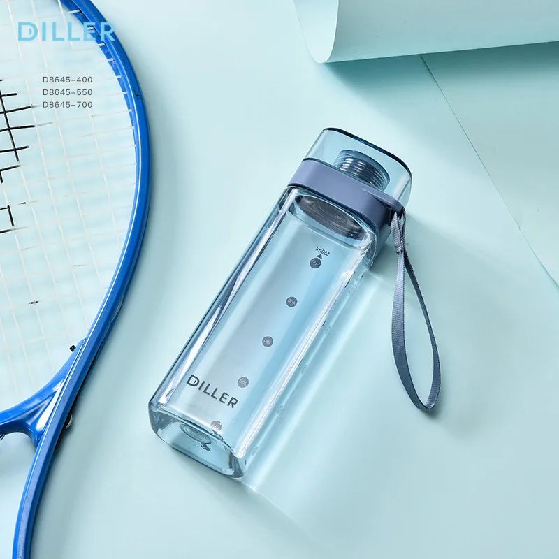 Hot Products 400ml 550ml 700ml Square Shape Transparent Plastic Drinking Bottle Safe and environmentally friendly