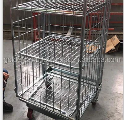 Four Sided Jumbo Security Roll Pallet Cargo Trolley Demountable Roll Cage Roll Container