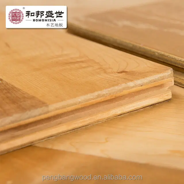 Hardwood Maple 15mm floor top layer 4mm 3-ply engineered wood flooring