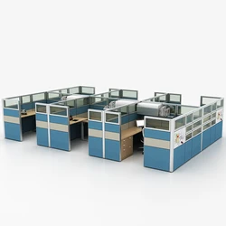 Professional production 6 persons office cubicle with overhead cabinet