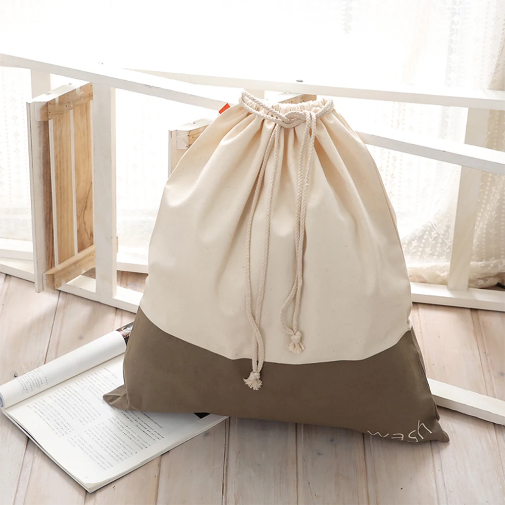 Wholesale Reusable Custom Design Dry Cotton Tote Gym Drawstring Bag for Clothes with Logo