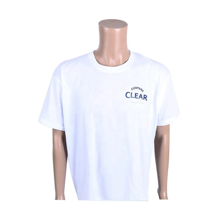 unisex wholesale white CVC material promotional custom silk screen printing tshirt