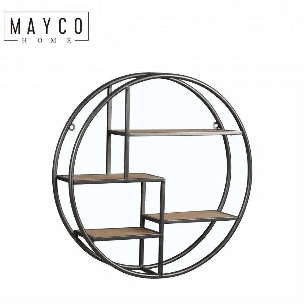 Mayco Home Modern Industrial Round Storage Decorative Wall Shelf