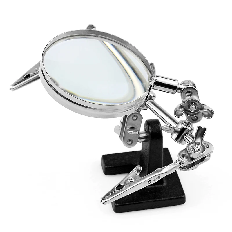 Hand Auxiliary Clamp Alligator Clip Stand Desk Magnifier