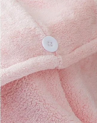 Microfiber Hair Drying Towel Wrap Super Absorbent Twist Turban Fast Dry Hair Cap with Buttons Fasten Dry Hair Hat