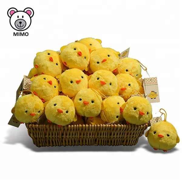 3D Cartoon Cute Custom Mini Stuffed Animal Soft Toy Plush Yellow Chicken Keychain