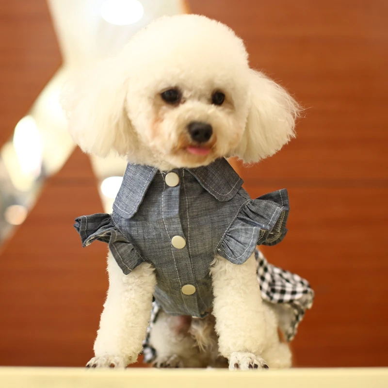 Chihuahuas Puppy Breed Supplier Fashion Pet Jeans Crochet Clothes Small Dog Dresses