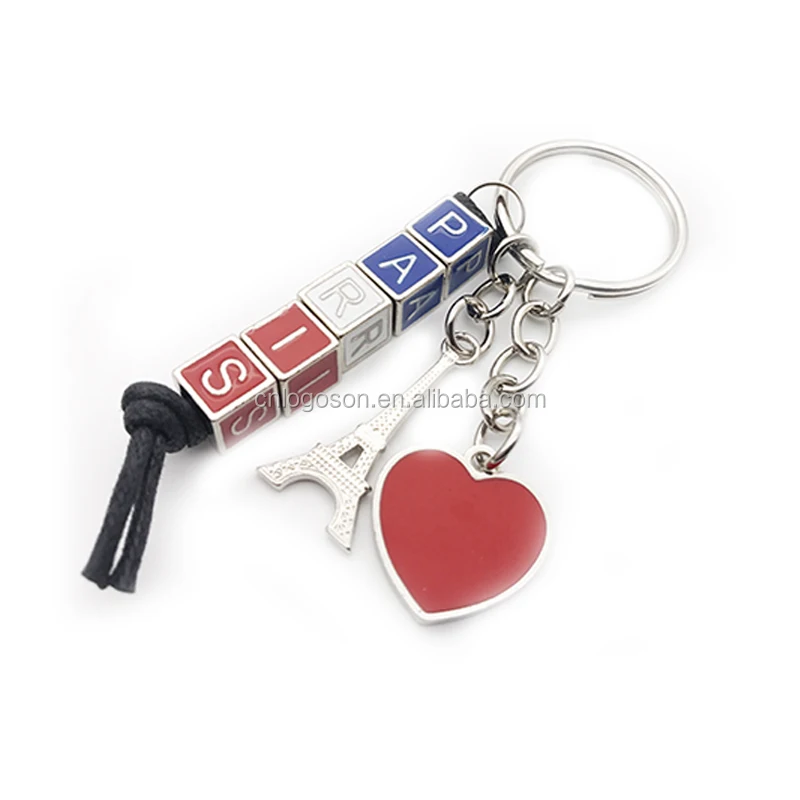 Souvenir Italy Dice Custom Metal Italian Beaded Keychain Letters Keyring