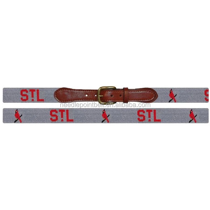 St. Louis Cardinals Cooperstown Needlepoint Belt in Grey