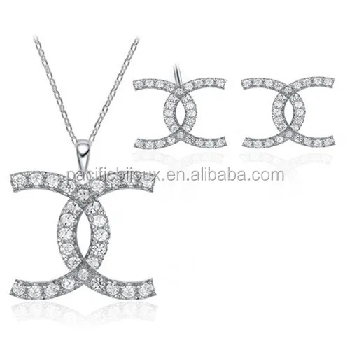 
customizable jewelry CZ italy jewellery fancy platinum filled rhodium jewelry set 