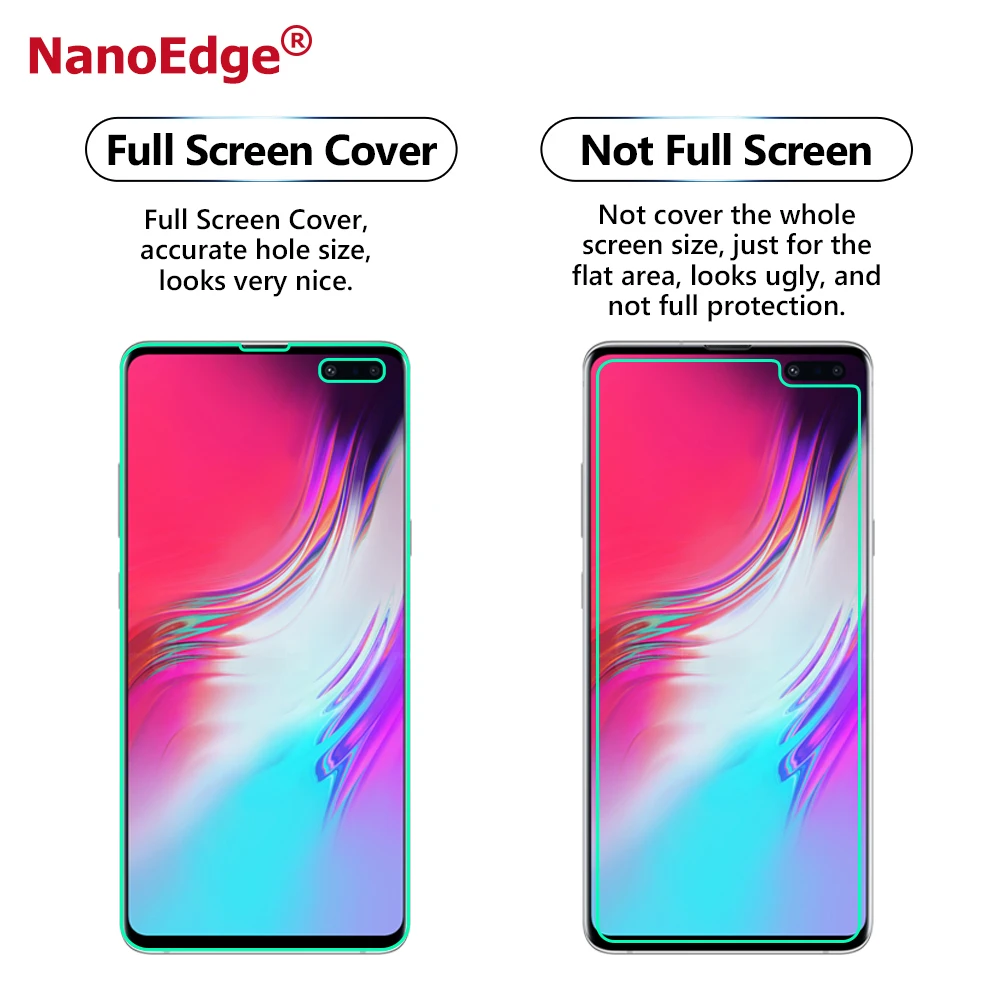 Nano Edge Mobile Phones  Screen Protector For Samsung Galaxy S10 5G Clear With Installation HD Video Not Tempered Glass
