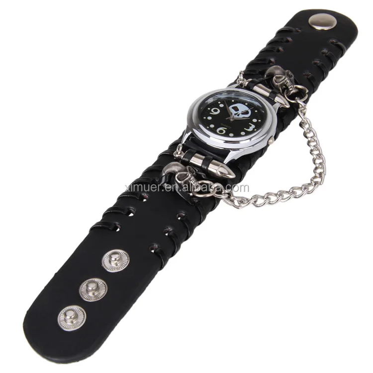 Cool Punk leather chain bracelet watches for boys