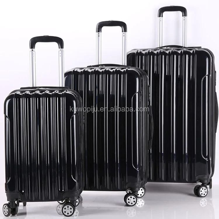 black 3pcs set tsa lock plastic hardside trolley case ABS PC trolley travel luggage sets