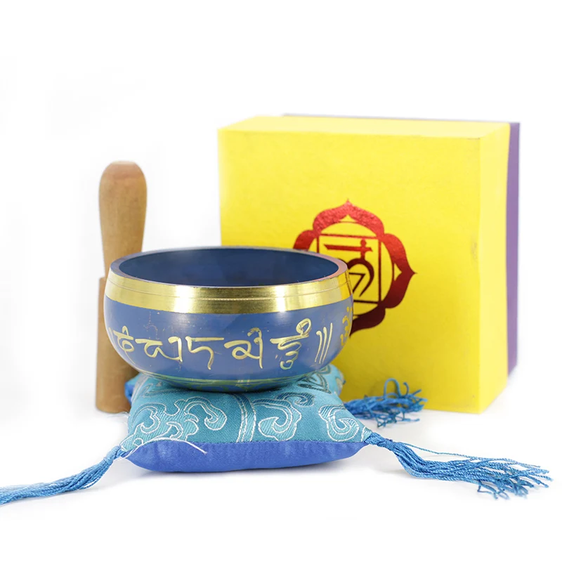 The blue Small Tibetan Singing bowl for Yoga Meditation Sound healing 3.3inch~3.7inch