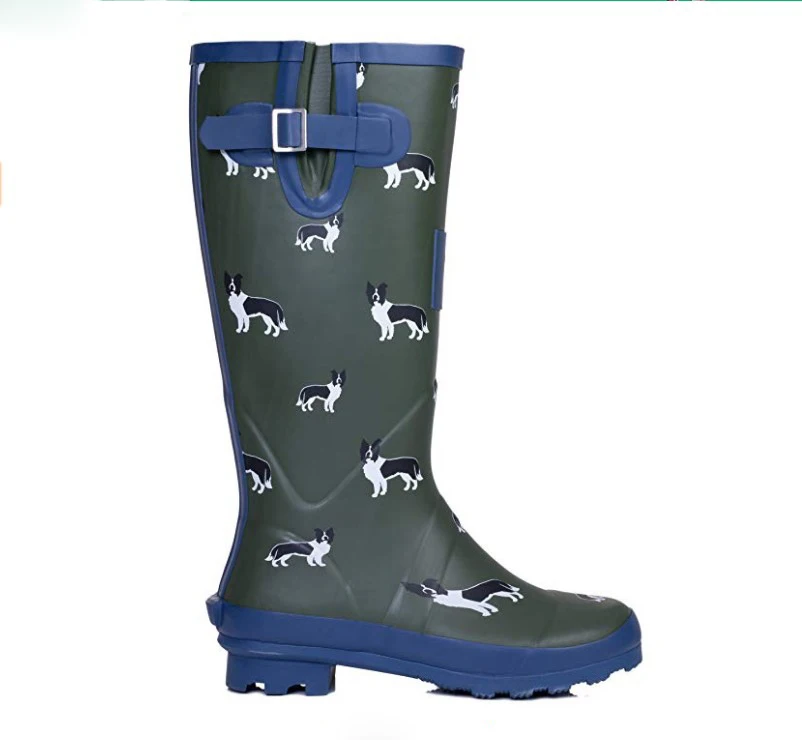 Wholesale Adjustable labrador Dog Print pictures Women Rubber Wellington Rain Boots