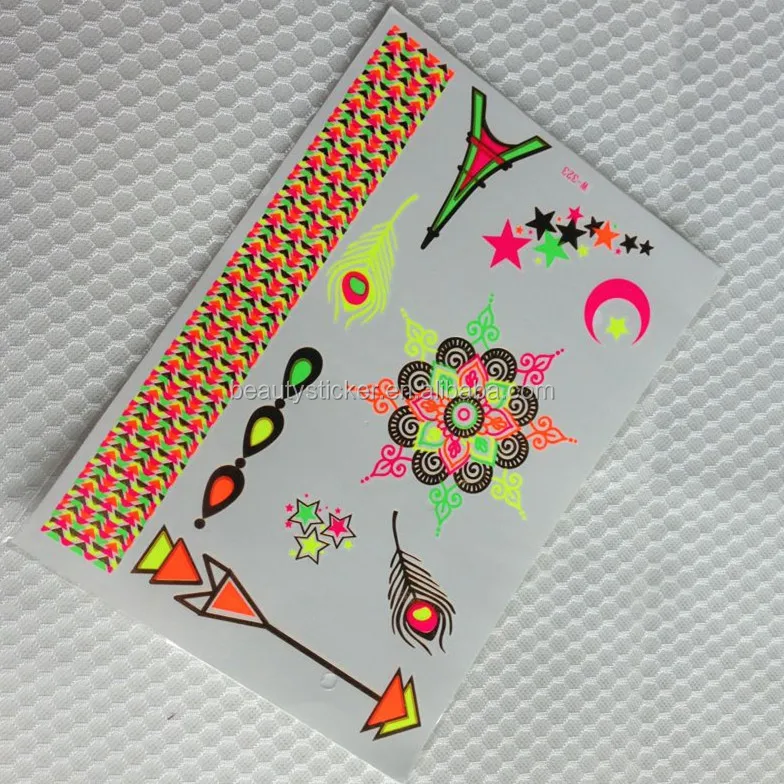 Environmental ink temporary tattoos china tatoo fluorescence body Tattoo Sticker
