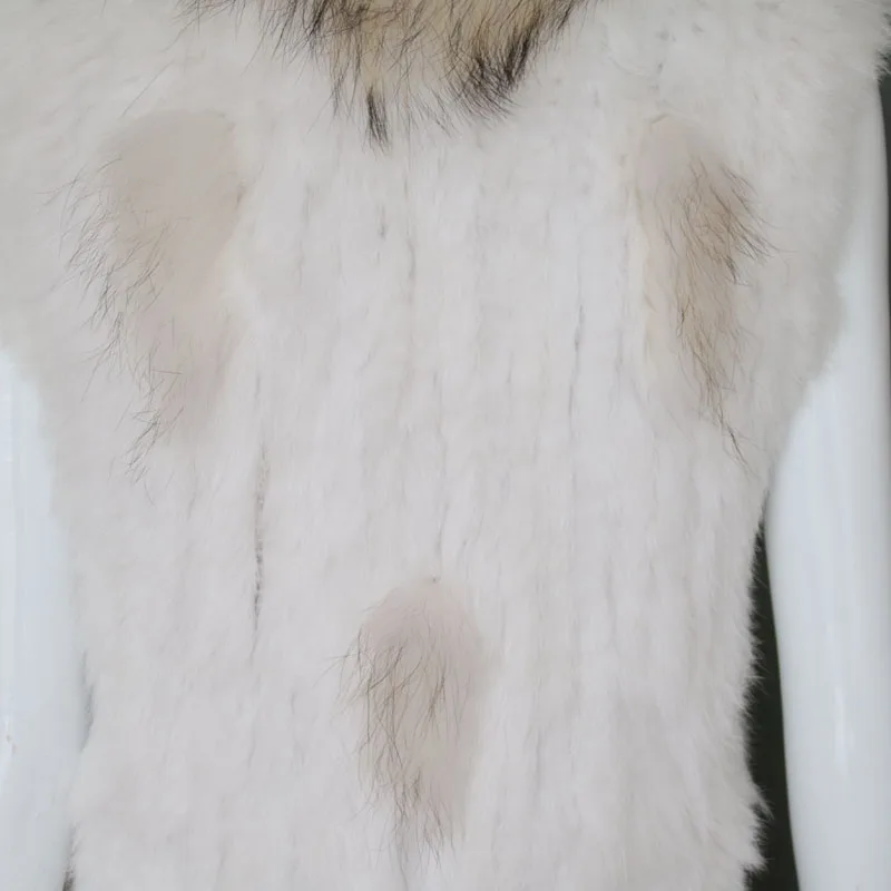 
Long pattern handmade rabbit fur waistcoat with raccoon fur winter vest products 