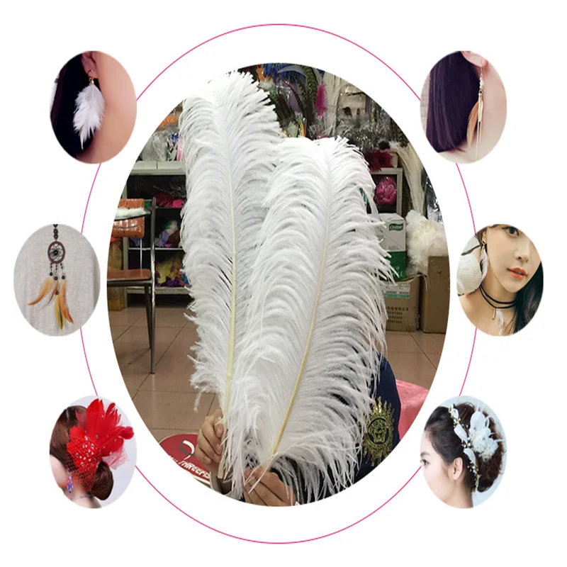 
Top quality artificial white and dyed colors 50-55cm ostrich feathers for decoration 