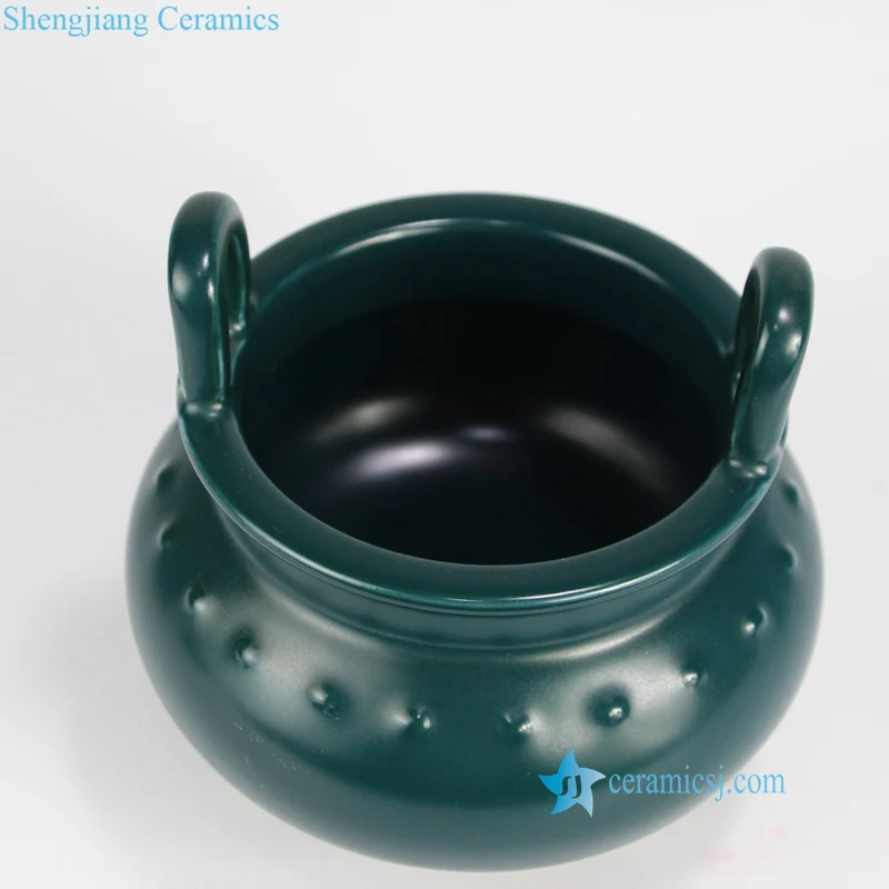 RYPM47   Dark green matte luster design China Warring Statues period reproduction ceramic censer