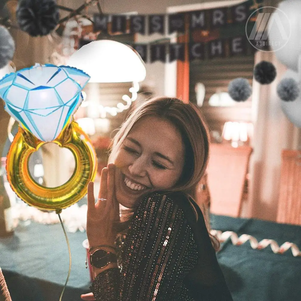 
Bachelorette Party Decorations Set Engagement Bridal Shower Supplies Kit Miss to Mrs Banner Swirls paper Pom Poms black gold 