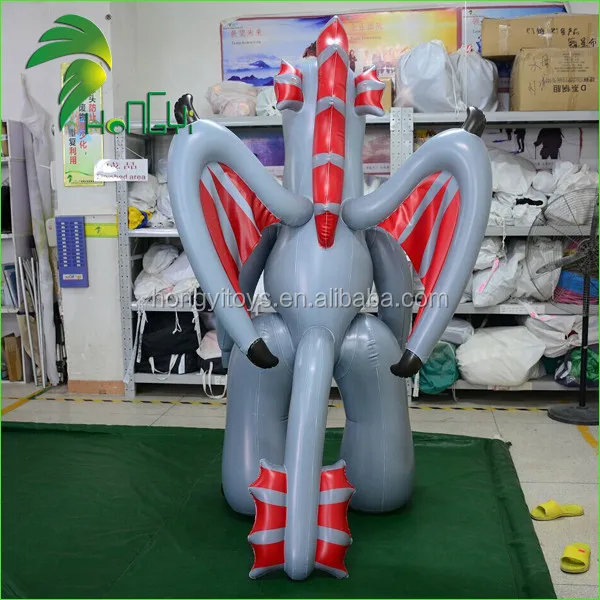 2.3m high customized cute inflatable dragon suit with wings for sale