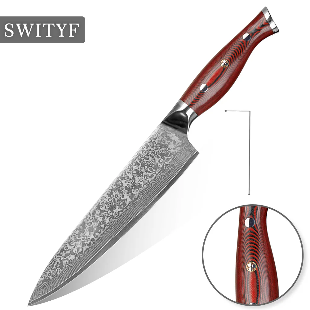 VG10 Professional Knife Set Kitchen Damast Messer DAMASCUS Steel Chef Knives Damascus VG-10 Steel Core ,67 Layer Stainless Steel