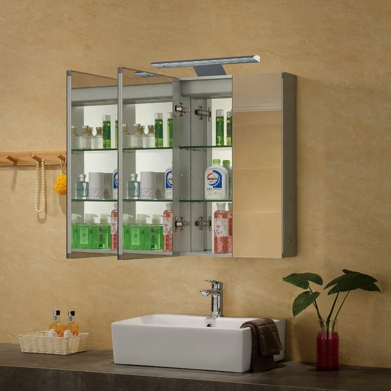 LED  Square Aluminum Frame Mirror Cabinet