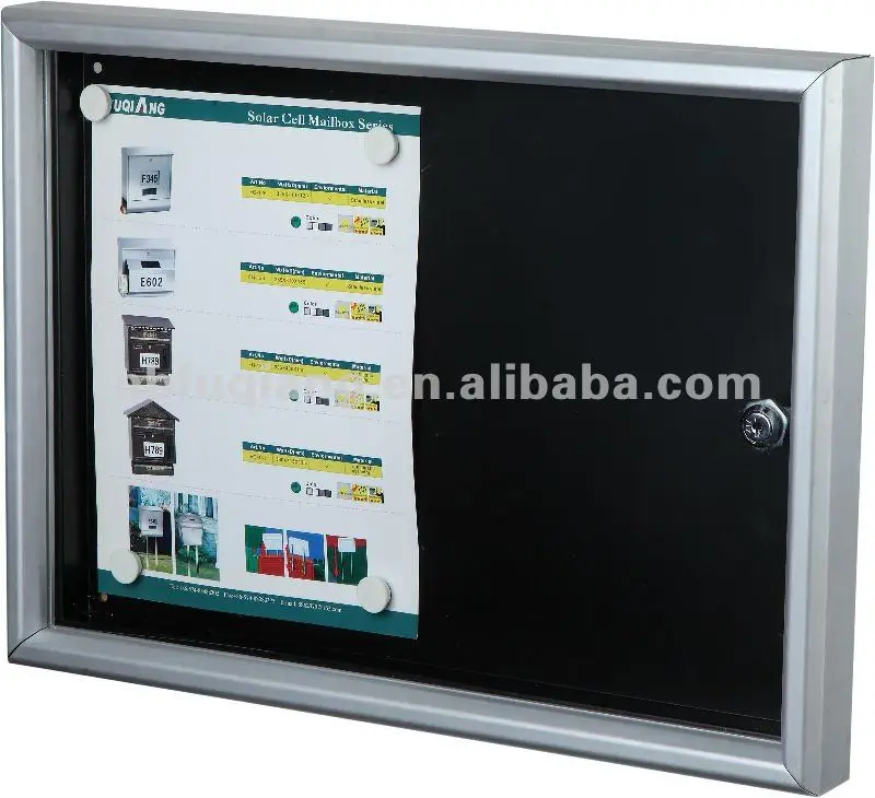 Aluminum frame lockable notice board with magnet, memo board, message board