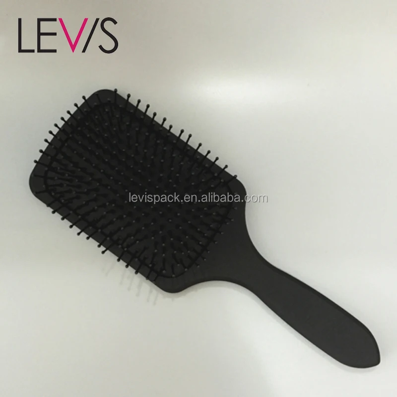 
High class matt black plastic skeleton comb brush with cushion 