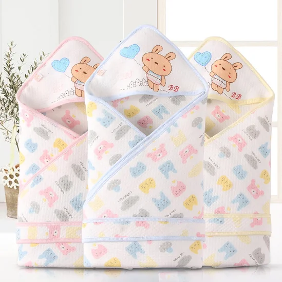 Spring Hooded Baby Swaddle Blankets / Cotton Baby Quilts