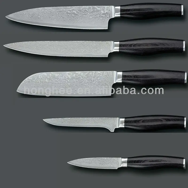 
67 Layers Damascus Knife Set with Micarta Handle 