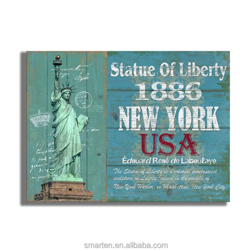 
Customize Statue of Liberty wood painting plaque with hook Farmhouse Decor 