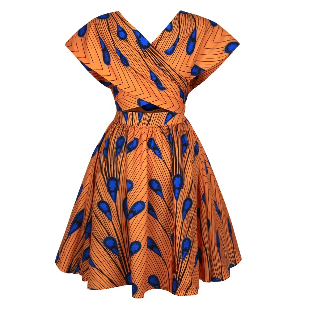 2019 New Collection Fashion Printed African Fancy Kitenge Dress Designs Women Party Dresses