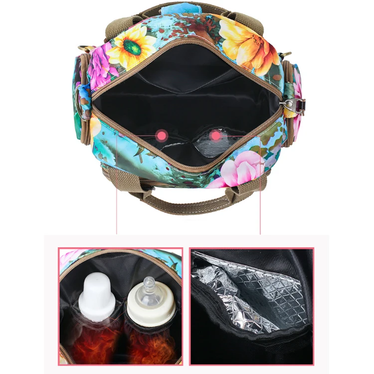 Osgoodway2 Waterproof Nylon Designer Floral Women Handbags Baby Diaper Bag Backpack for Mom