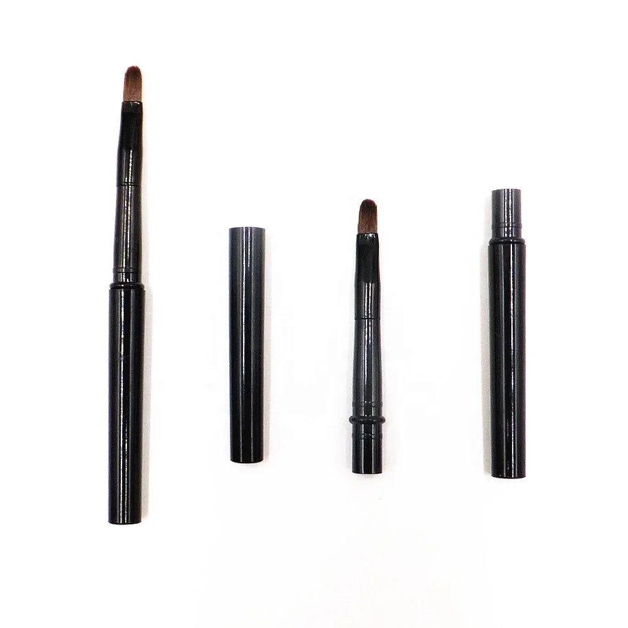Портативная Черная или прозрачная мини-кисть для губ, кисть для подводки глаз с крышкой, кисть для помады
