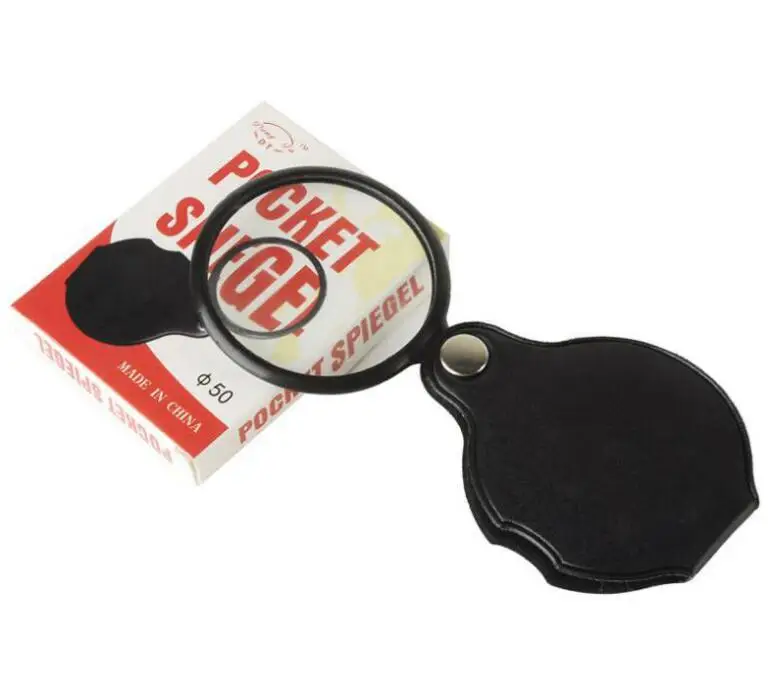 Портативная Черная мини-лупа для чтения 50 мм 5X, ручная лупа для чтения, складные петли, ювелирные лупы